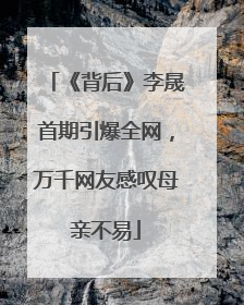 《背后》李晟首期引爆全网，万千网友感叹母亲不易