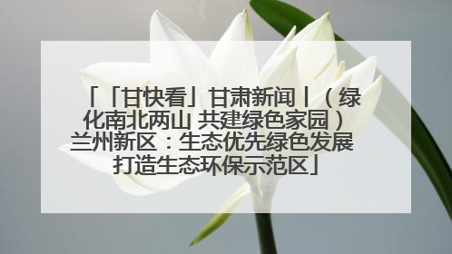 「甘快看」甘肃新闻丨（绿化南北两山 共建绿色家园）兰州新区：生态优先绿色发展 打造生态环保示范区
