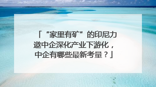 “家里有矿”的印尼力邀中企深化产业下游化，中企有哪些最新考量？