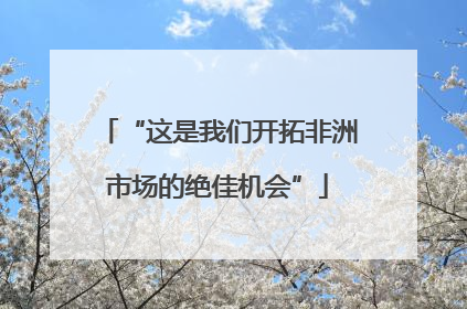 “这是我们开拓非洲市场的绝佳机会”