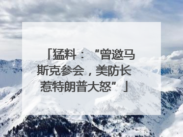 猛料：“曾邀马斯克参会，美防长惹特朗普大怒”