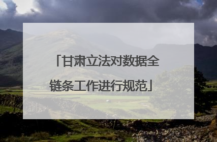 甘肃立法对数据全链条工作进行规范