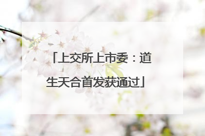 上交所上市委：道生天合首发获通过