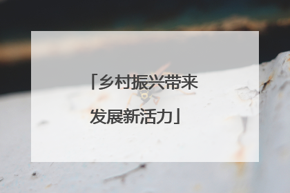 乡村振兴带来发展新活力