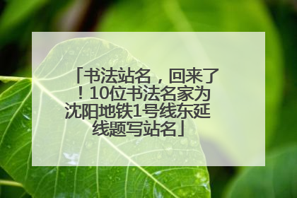 书法站名，回来了！10位书法名家为沈阳地铁1号线东延线题写站名