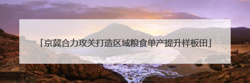 京冀合力攻关打造区域粮食单产提升样板田