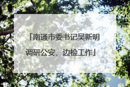 南通市委书记吴新明调研公安、边检工作