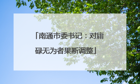 南通市委书记：对庸碌无为者果断调整