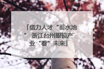 借力人才“蓄水池” 浙江台州眼镜产业“看”未来