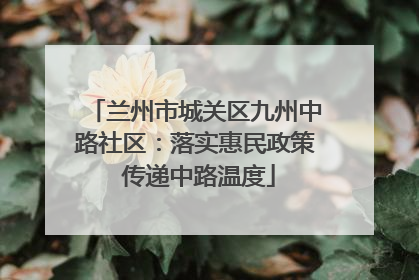 兰州市城关区九州中路社区：落实惠民政策 传递中路温度