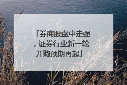 券商股盘中走强，证券行业新一轮并购预期再起