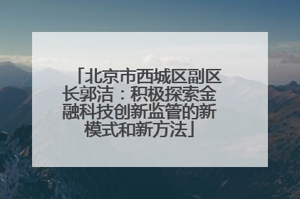 北京市西城区副区长郭洁：积极探索金融科技创新监管的新模式和新方法