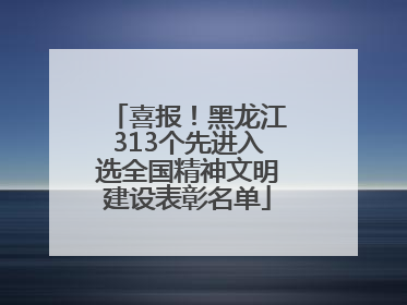 喜报！黑龙江313个先进入选全国精神文明建设表彰名单