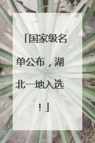 国家级名单公布，湖北一地入选！