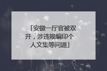 安徽一厅官被双开，涉违规编印个人文集等问题