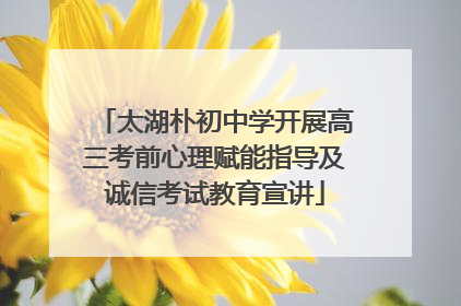 太湖朴初中学开展高三考前心理赋能指导及诚信考试教育宣讲