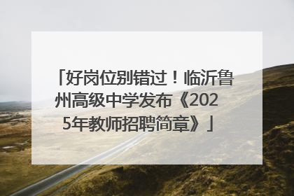 好岗位别错过！临沂鲁州高级中学发布《2025年教师招聘简章》