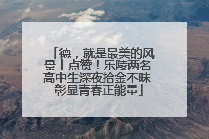 德，就是最美的风景丨点赞！乐陵两名高中生深夜拾金不昧 彰显青春正能量