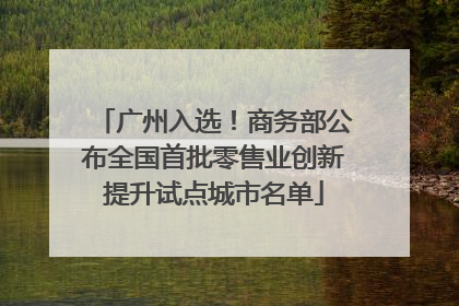 广州入选！商务部公布全国首批零售业创新提升试点城市名单