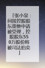 张小泉：间接控股股东重整申请被受理，控股股东550万股份将被司法拍卖