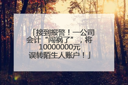 接到报警！一公司会计“闯祸了”，将10000000元误转陌生人账户！