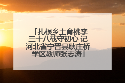 扎根乡土育桃李 三十八载守初心 记河北省宁晋县耿庄桥学区教师张志涛
