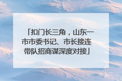 扣门长三角，山东一市市委书记、市长接连带队招商谋深度对接