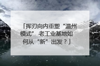 挥刃向内重塑“温州模式” 老工业基地如何从“新”出发？