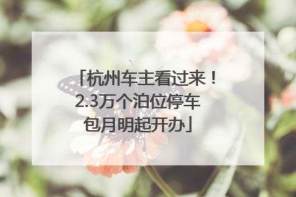 杭州车主看过来！2.3万个泊位停车包月明起开办