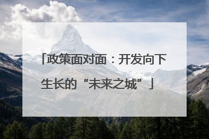 政策面对面：开发向下生长的“未来之城”