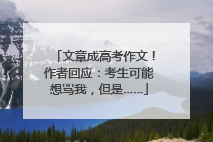 文章成高考作文！作者回应：考生可能想骂我，但是……