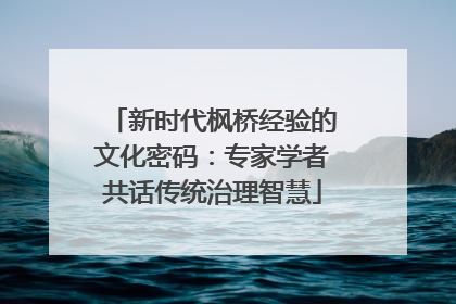 新时代枫桥经验的文化密码：专家学者共话传统治理智慧
