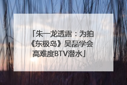朱一龙透露：为拍《东极岛》吴磊学会高难度BTV潜水
