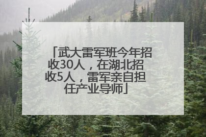 武大雷军班今年招收30人，在湖北招收5人，雷军亲自担任产业导师