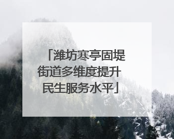 潍坊寒亭固堤街道多维度提升民生服务水平