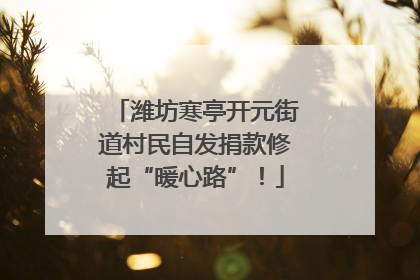 潍坊寒亭开元街道村民自发捐款修起“暖心路”！
