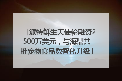 派特鲜生天使轮融资2500万美元，与海鼎共推宠物食品数智化升级