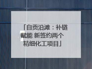 自贡沿滩：补链赋能 新签约两个精细化工项目