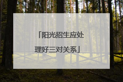 阳光招生应处理好三对关系