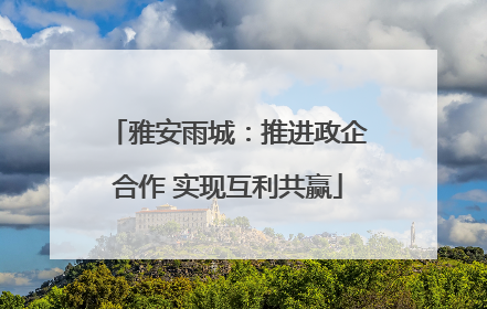 雅安雨城：推进政企合作 实现互利共赢