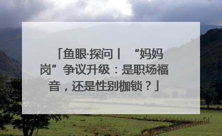 鱼眼·探问丨 “妈妈岗”争议升级：是职场福音，还是性别枷锁？