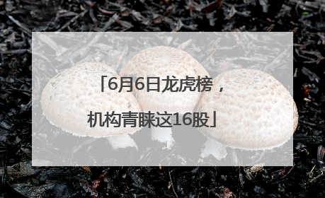 6月6日龙虎榜，机构青睐这16股