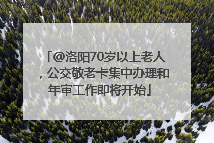 @洛阳70岁以上老人，公交敬老卡集中办理和年审工作即将开始